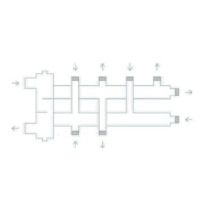 Коллектор дублер рядный с гидроразделителем из нержавеющей стали до 85 кВт 2+1+1
