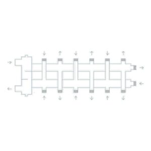 Коллектор дублер рядный с гидроразделителем из нержавеющей стали до 85 кВт 3+1+3